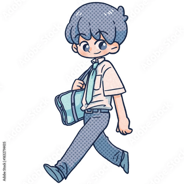 Obraz 夏服の学生服を着た男の子単色イラスト