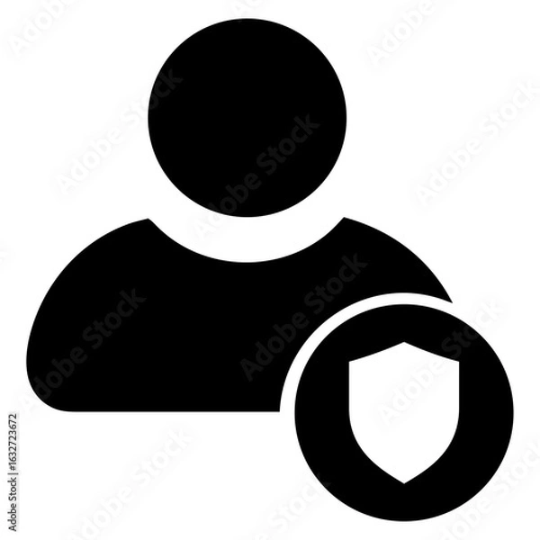 Fototapeta user protection icon account security symbol, flat design privacy illustration, cyber security and data safety concept for profile shield