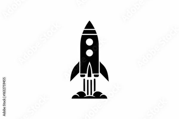 Obraz Silhouette of classic space rocket with fins