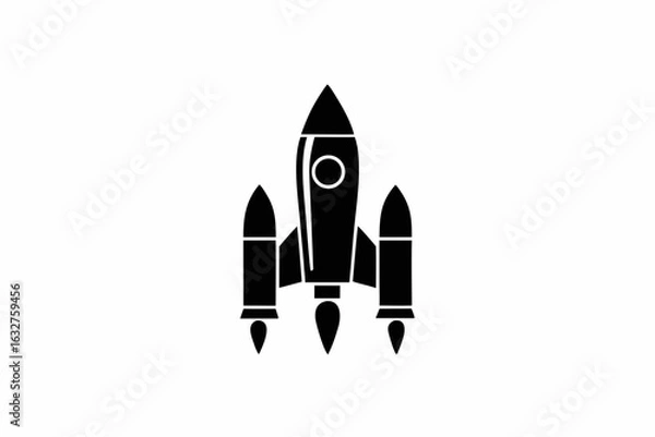 Obraz Silhouette of classic space rocket with fins