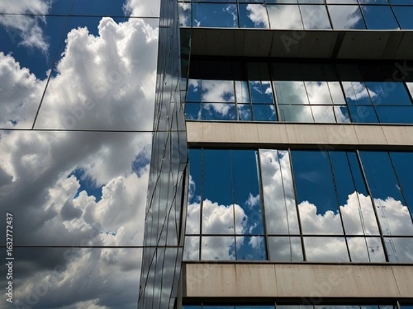 Fototapeta clouds reflected in windows