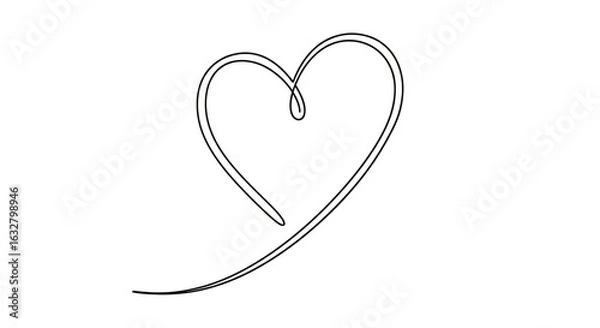 Fototapeta A simple, elegant, continuous line drawing of a heart shape.