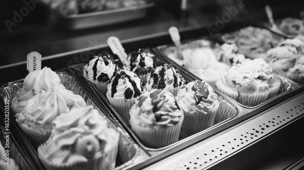 Obraz Various Deliciously Prepared Desserts Displayed Inside A Showcase