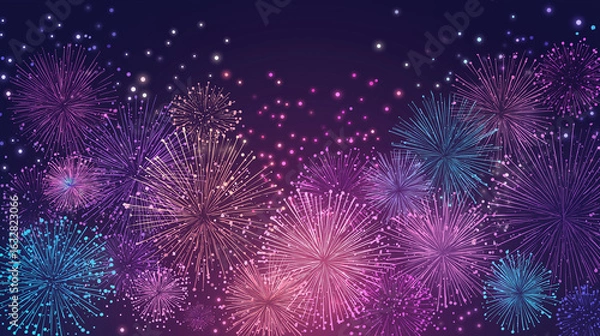 Obraz Colorful Fireworks Exploding in Night Sky