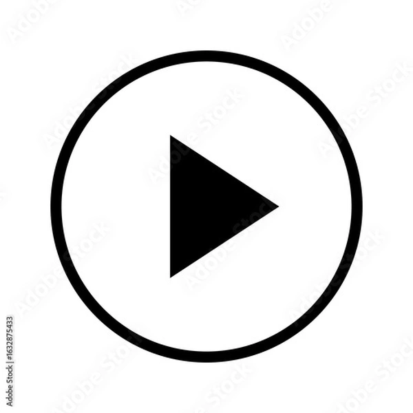 Fototapeta Black circle play button icon with transparent background