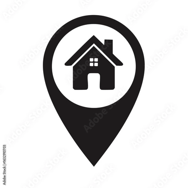 Obraz House Location Pin Pointer Real Estate Navigation App Icon Design Element