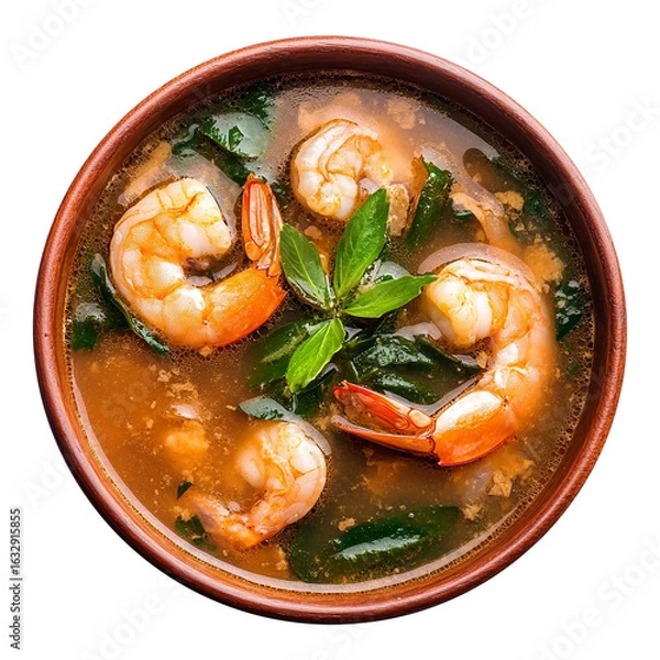 Obraz Tacaca or amazonian shrimp and jambu soup isolated on transparent background