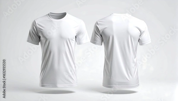 Fototapeta Blank white t-shirt mockup showing front and back views for apparel design