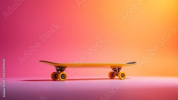 Fototapeta Neon gradient skateboard on dynamic studio angle