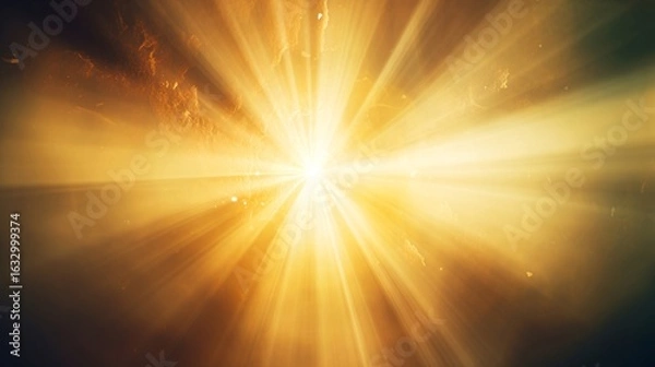 Obraz 放射状に輝くゴールドの光、金色の光線