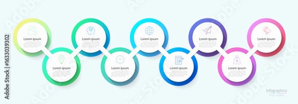 Fototapeta Infographic 9 options design elements for your business data. Vector Illustration.