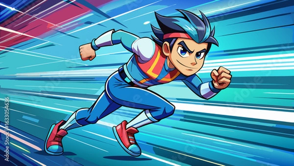Fototapeta Speed Runner Characters – Dynamic Anime Heroes in Motion