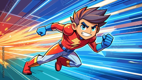 Fototapeta Speed Runner Characters – Dynamic Anime Heroes in Motion