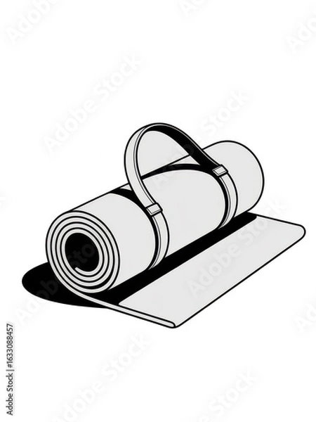 Obraz Rolled up camping mat with straps.