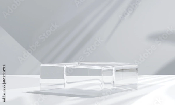 Fototapeta Minimal product placement background. transparent podium display for product presentation. 3d illustration