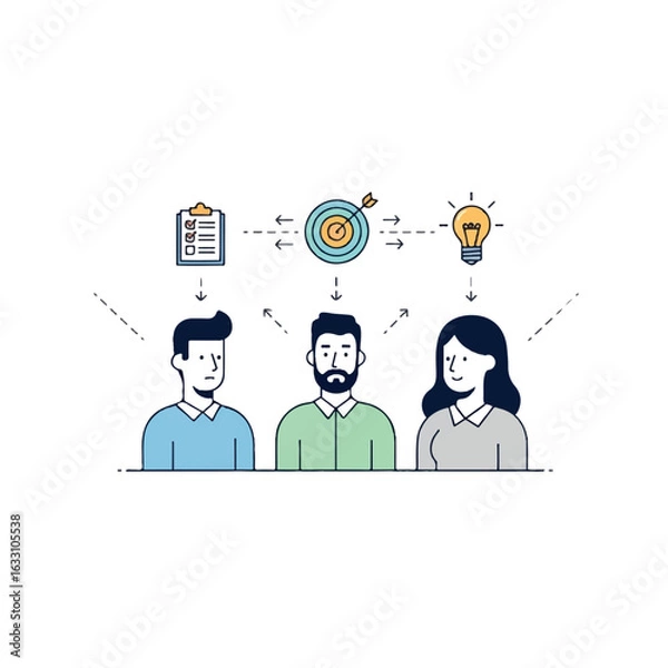 Fototapeta Teamwork Process with Ideas and Goals.