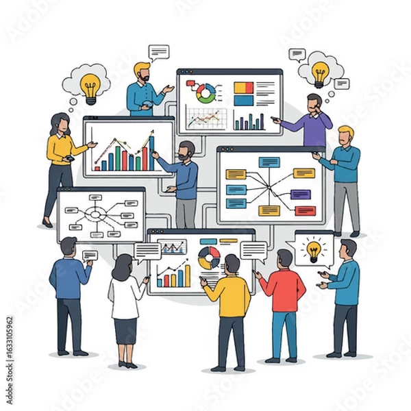 Fototapeta Collaborative Business Team Analyzing Data and Brainstorming Ideas.