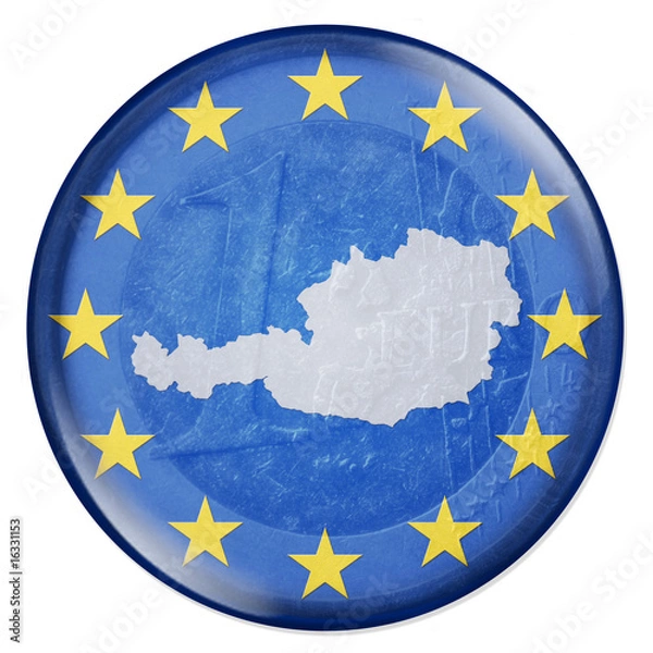 Obraz 3D-Button - Eurozone - Österreich