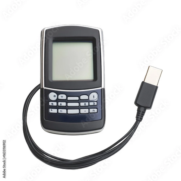 Fototapeta A handheld, black device with a screen and keypad