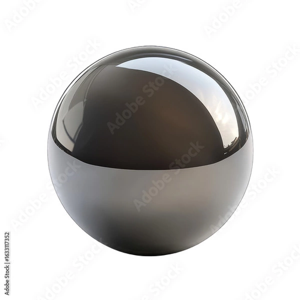 Fototapeta A highly polished, dark sphere reflects a blurred, light-toned environment, showcasing its smooth, reflective surface and subtle gradient