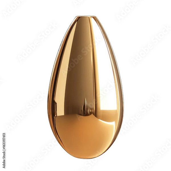 Fototapeta A highly polished, teardrop-shaped golden object, reflecting light with a smooth, lustrous surface
