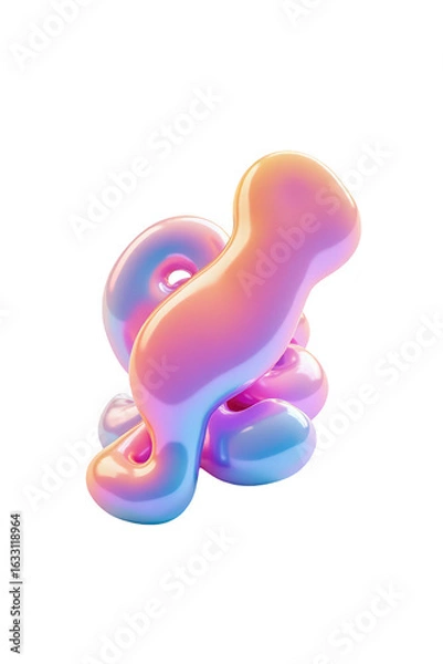 Fototapeta Abstract shape composed of flowing, iridescent forms.