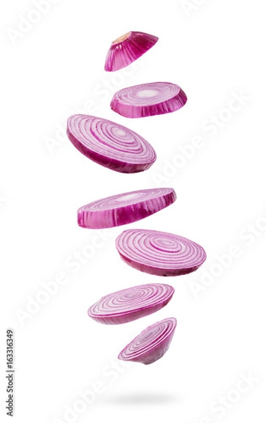 Obraz pokrojona czerwona cebula