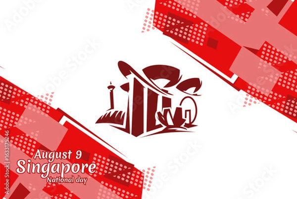 Obraz August 9, Singapore national day vector illustration. Suitable for greeting card, poster and banner.