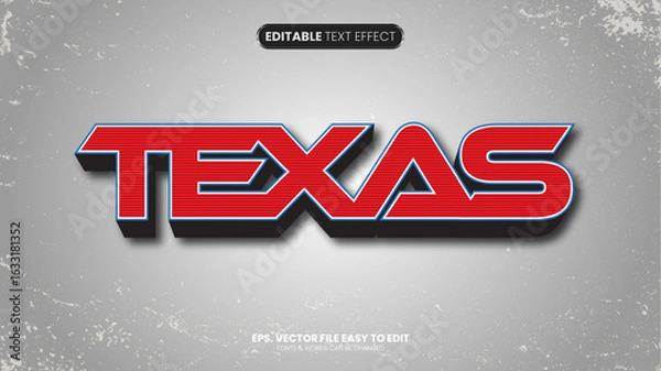Fototapeta Texas editable text effect with modern style design