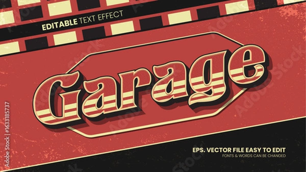 Fototapeta Garage editable text effect , vintage text style
