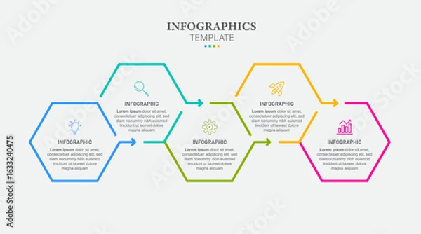 Obraz 5 Steps business timeline infographic template design