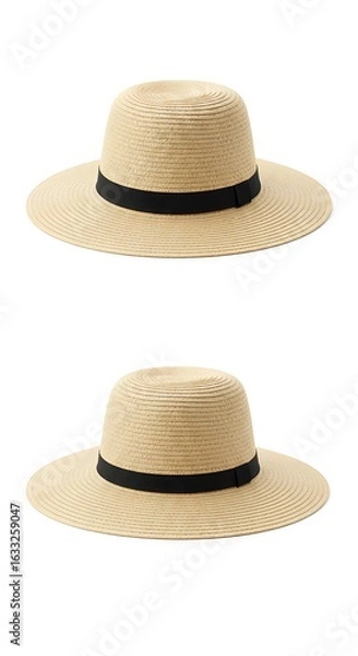 Obraz 麦わら帽子 黒リボン ２個セット