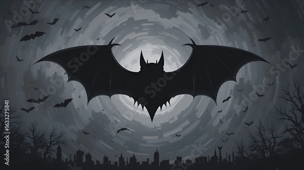 Obraz bat black silhouette vector logo