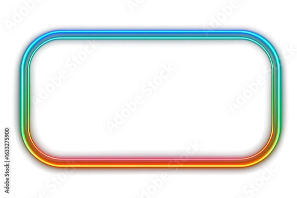 Obraz Neon glowing colorful gradient frame on black background,Glowing neon light. Neon frame with rounded corners.blank neon glowing frame isolated on white