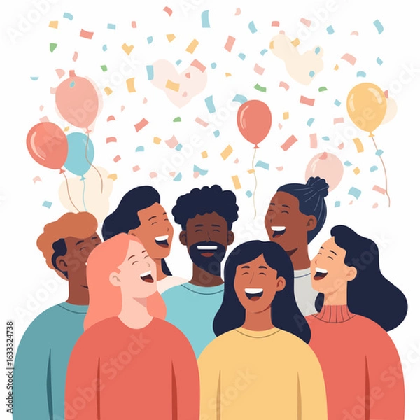 Fototapeta Inclusive Happy Gathering with Laughter and Color