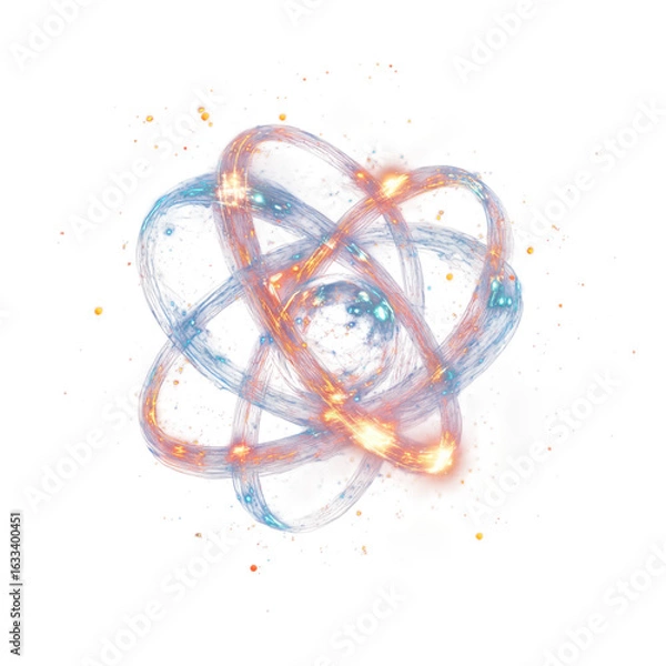 Fototapeta Luminous interconnected rings with cosmic dust, symbolizing connection, energy on transparent background