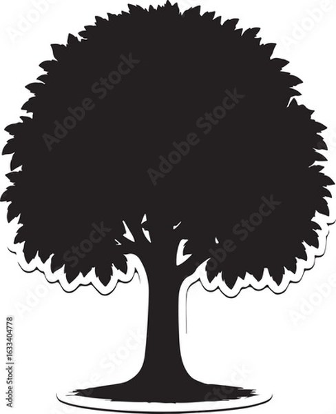 Fototapeta Black tree silhouette isolated on white background vector illustration