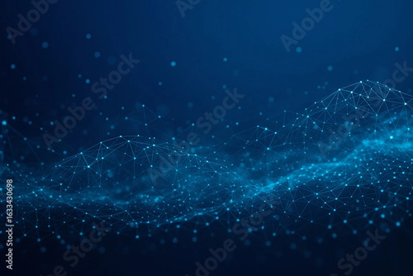 Fototapeta Abstract Blue Network Mesh: Digital Connectivity, Futuristic Technology Background