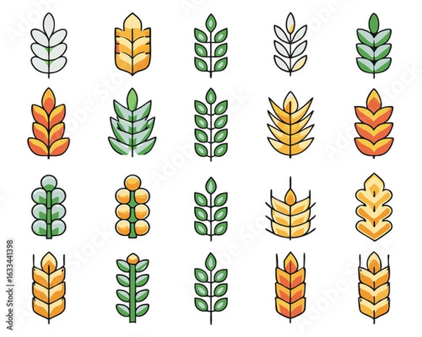 Fototapeta Clean outline graphic representation of a single wheat ear or grain stalk isolated on transparent background