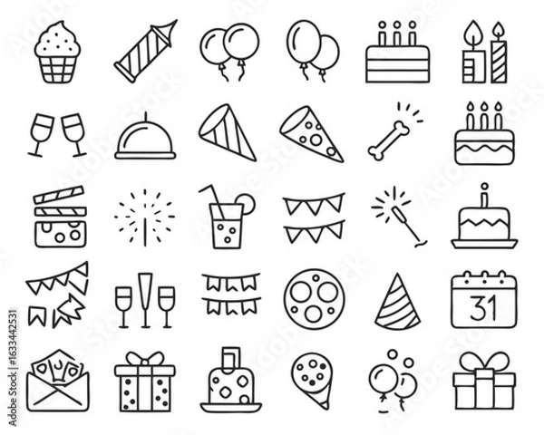 Fototapeta Festive celebration event planning design elements for parties and gatherings isolated on transparent background