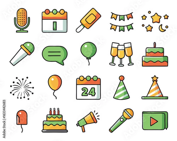 Fototapeta A vibrant design celebrating party planning and event organization with festive elements isolated on transparent background