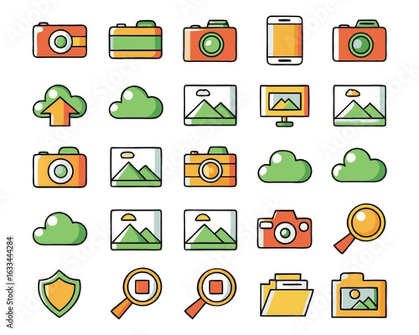 Fototapeta A simple thin line logo featuring a photo upload icon with a modern and clean aesthetic isolated on transparent background