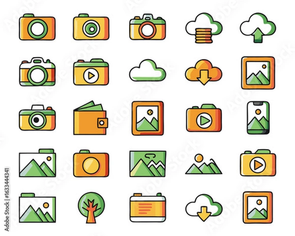 Fototapeta Simple thin line photo upload icon design element for digital interfaces and branding applications isolated on transparent background