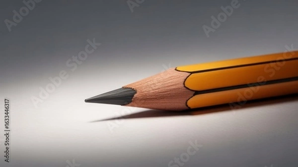 Fototapeta Broken pencil tip close-up on blank white paper – creative block concept