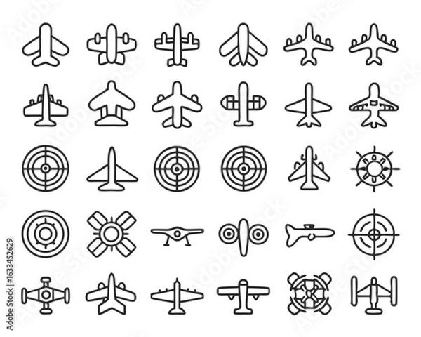 Fototapeta Dynamic airplane circling maneuver emblem design with bold geometric elements and contrasting colors isolated on transparent background