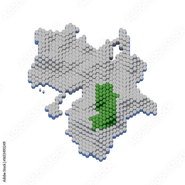 Obraz ハニカム構造状の奈良県の立体地図
