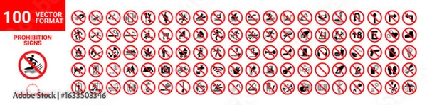 Obraz 100 Prohibition Signs in Vector Format