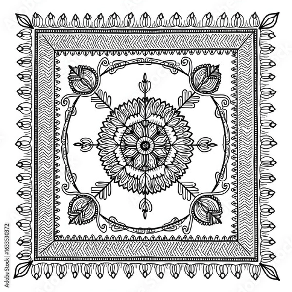 Obraz set of vintage frames with ornament doormat