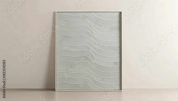 Obraz Framed Abstract Wavy Marble Panel - Minimalist Wall Art