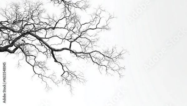 Obraz Bare tree branches against a bright white sky